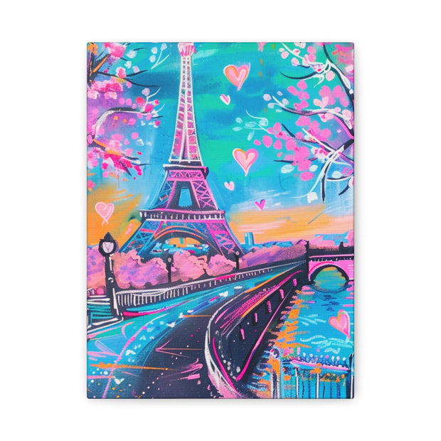 Pink Paris Eiffel Tower Dreamy Matte Canvas Art LavenderCeleste