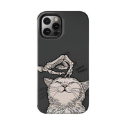 Skeleton Scratch Cat Gothic Humor Tough Phone Case LavenderCeleste