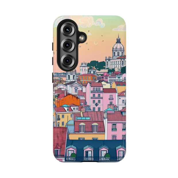Lisbon Portugal Tough Phone Case – Pastel City Skyline Aesthetic