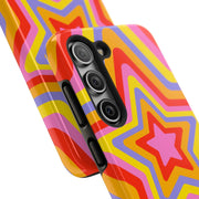 Retro Rainbow Star Groovy Tough Phone Case LavenderCeleste