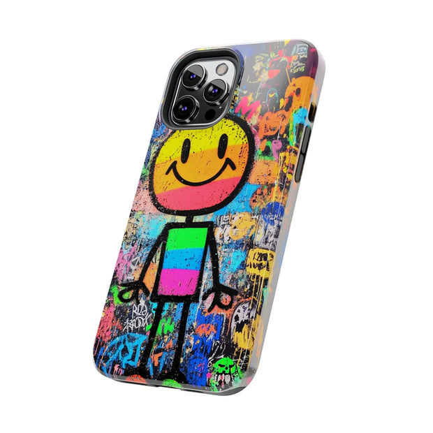 Rainbow Graffiti Smiley Tough Phone Case LavenderCeleste