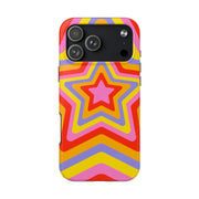 Retro Rainbow Star Groovy Tough Phone Case LavenderCeleste