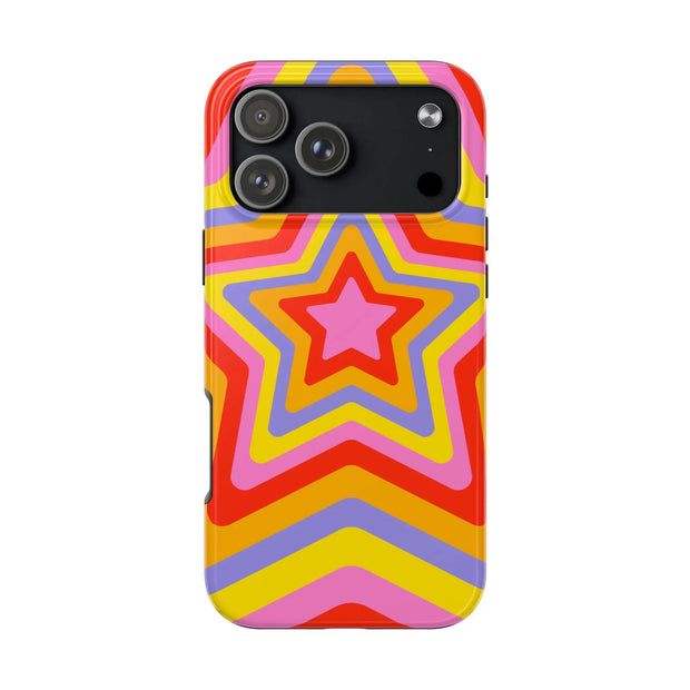 Retro Rainbow Star Groovy Tough Phone Case LavenderCeleste