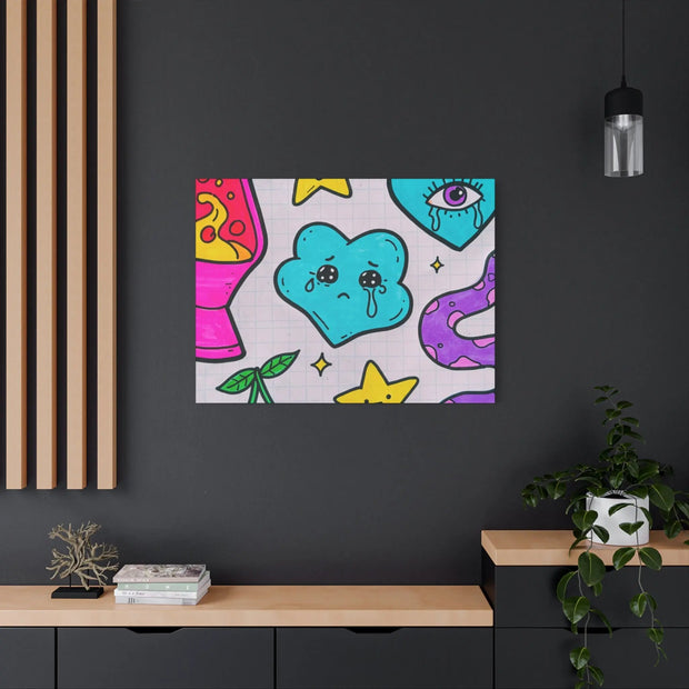 Kawaii Lava Lamp Sad Cloud Snake Matte Canvas Print LavenderCeleste