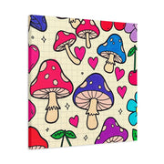 Kawaii Mushroom Cherry Flower Matte Canvas Print LavenderCeleste