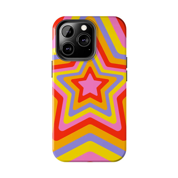 Retro Rainbow Star Groovy Tough Phone Case LavenderCeleste