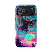 Mothman Tough Phone Case – Psychedelic Neon Cryptid Aesthetic - LavenderCeleste
