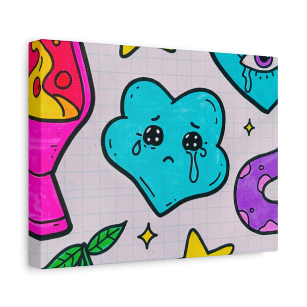 Kawaii Lava Lamp Sad Cloud Snake Matte Canvas Print LavenderCeleste