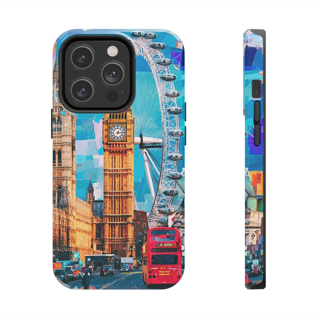 London Big Ben Collage Tough Phone Case – Vibrant City Pop Art Design