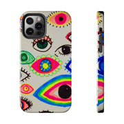 White Neon Evil Eye Psychedelic Pattern Tough Phone Case LavenderCeleste