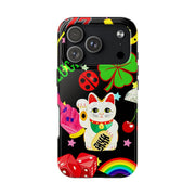 Lucky Symbols Tough Phone Case – 777 Dice Rainbow Maneki Neko Design - LavenderCeleste