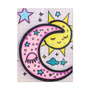 Kawaii Sun and Moon Doodle Matte Canvas Art Print LavenderCeleste