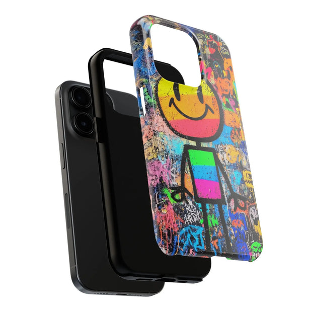 Rainbow Graffiti Smiley Tough Phone Case LavenderCeleste