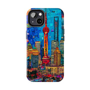 Shanghai Skyline Collage Pop Art Tough Phone Case LavenderCeleste