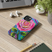 Vibrant Pink Rose Abstract Tough Phone Case LavenderCeleste