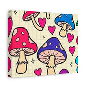 Kawaii Mushroom Cherry Flower Matte Canvas Print LavenderCeleste