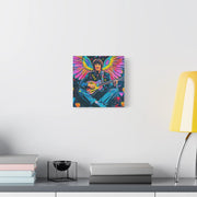 Psychedelic Guitar Angel Matte Canvas Art LavenderCeleste