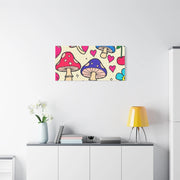Kawaii Mushroom Cherry Flower Matte Canvas Print LavenderCeleste