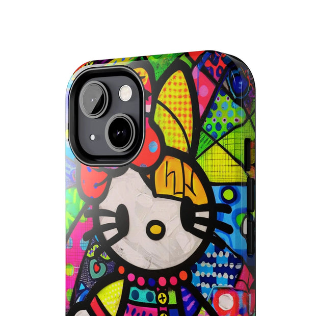 Pop Patchwork Kitty Tough Phone Case LavenderCeleste