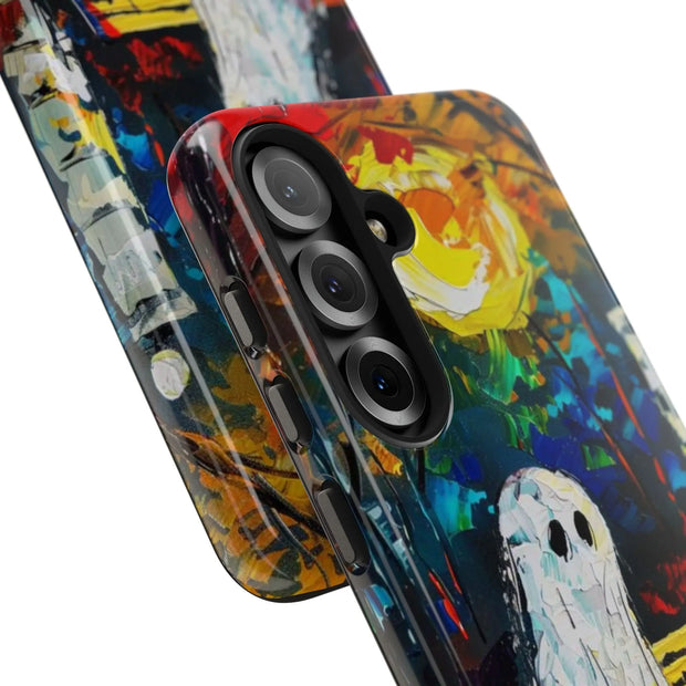 Lonely Ghost Tough Phone Case – Abstract Fall Park Bench Painting