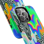 Trippy Technicolor Drip Retro Tough Phone Case LavenderCeleste