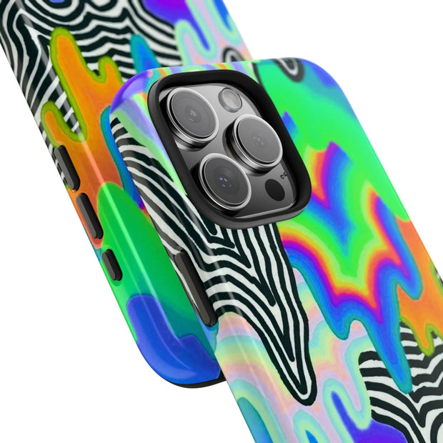 Trippy Technicolor Drip Retro Tough Phone Case LavenderCeleste