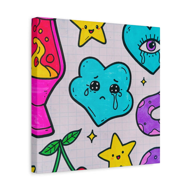 Kawaii Lava Lamp Sad Cloud Snake Matte Canvas Print LavenderCeleste