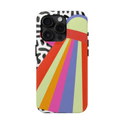 Retro Mod UFO Rainbow Beam Tough Phone Case LavenderCeleste