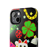 Lucky Symbols Tough Phone Case – 777 Dice Rainbow Maneki Neko Design - LavenderCeleste