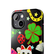 Lucky Symbols Tough Phone Case – 777 Dice Rainbow Maneki Neko Design - LavenderCeleste
