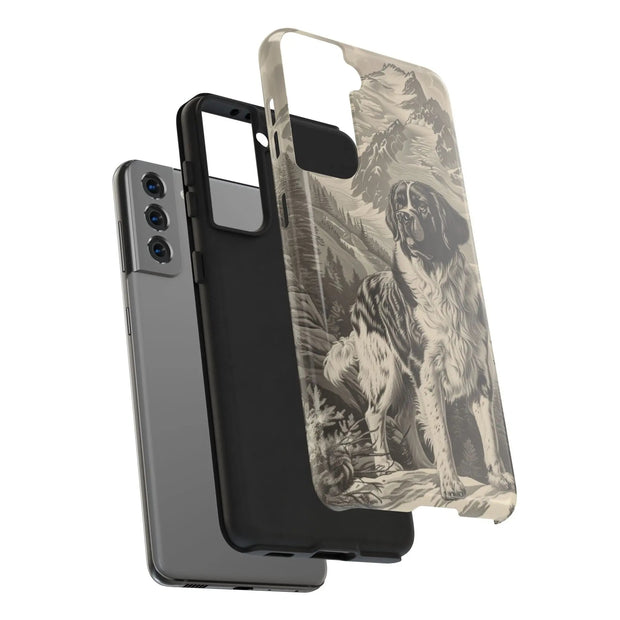 Saint Bernard Toile de Jouy Vintage Tough Phone Case LavenderCeleste