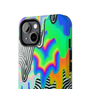 Trippy Technicolor Drip Retro Tough Phone Case LavenderCeleste