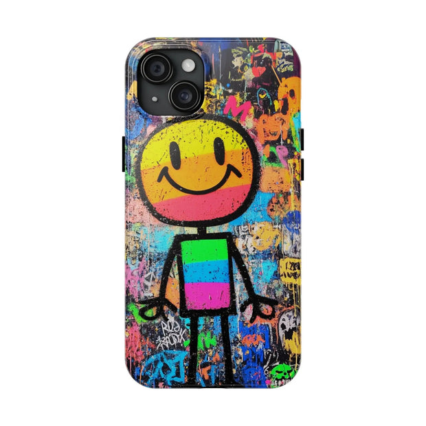 Rainbow Graffiti Smiley Tough Phone Case LavenderCeleste