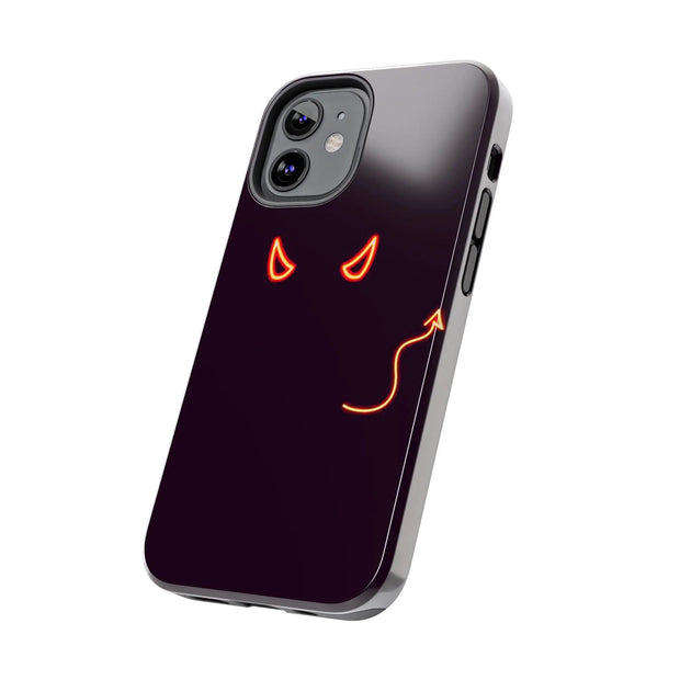 Neon Devil Eyes Tough Phone Case – Minimal Dark Glow Aesthetic Printify