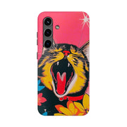 Yawning Cat Pop Art Bright Retro Aesthetic Tough Phone Case LavenderCeleste