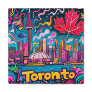 Toronto Pop Art Skyline Matte Canvas Wall Art LavenderCeleste
