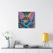 Psychedelic Guitar Angel Matte Canvas Art LavenderCeleste