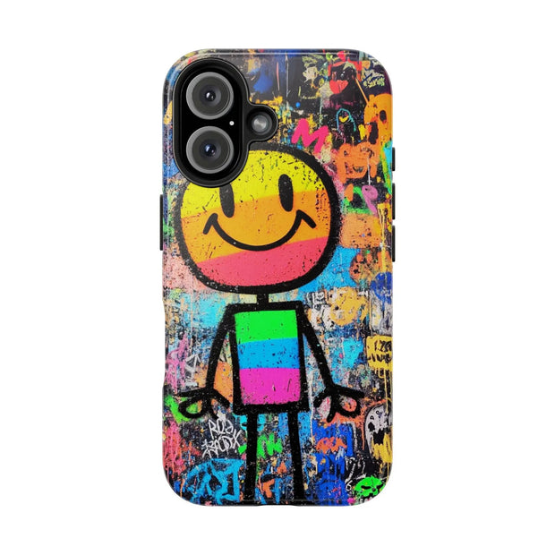 Rainbow Graffiti Smiley Tough Phone Case LavenderCeleste
