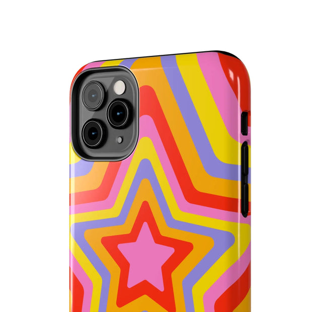 Retro Rainbow Star Groovy Tough Phone Case LavenderCeleste