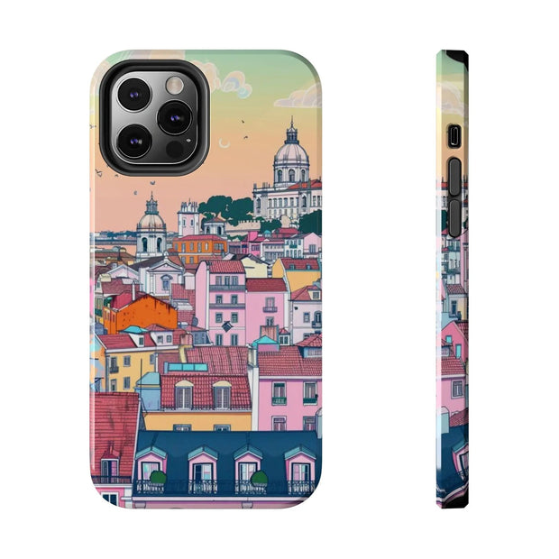 Lisbon Portugal Tough Phone Case – Pastel City Skyline Aesthetic