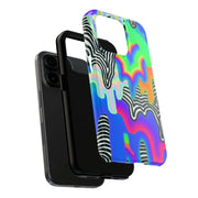 Trippy Technicolor Drip Retro Tough Phone Case LavenderCeleste