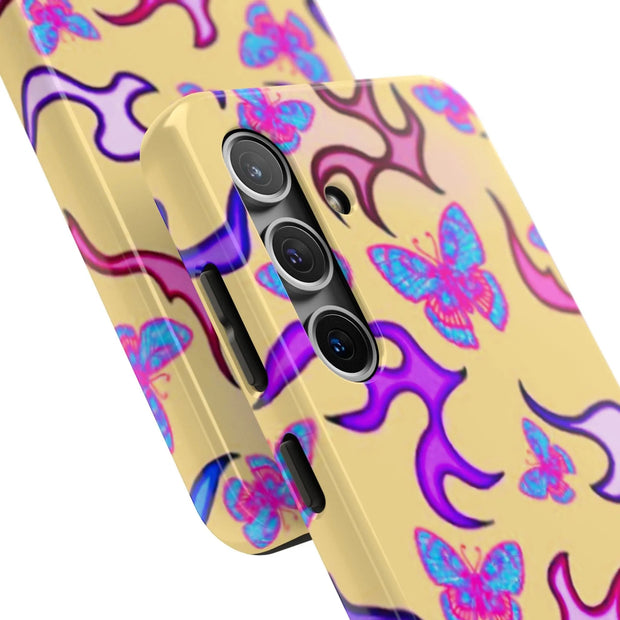 Y2K Butterfly Flames Retro Tough Phone Case LavenderCeleste