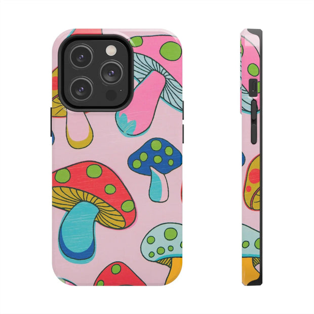 Retro Groovy Mushroom Tough Phone Case LavenderCeleste