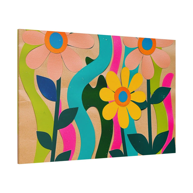 Groovy Paper Cut Flower Matte Canvas Art LavenderCeleste