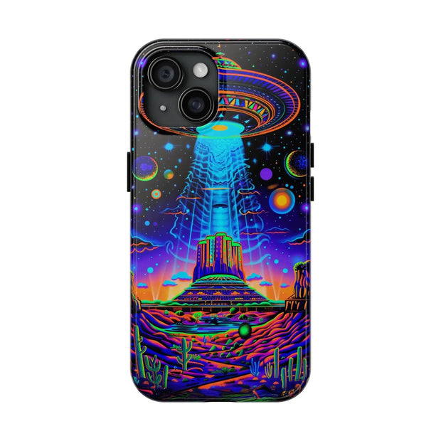 Psychedelic Neon UFO Abduction Tough Phone Case LavenderCeleste