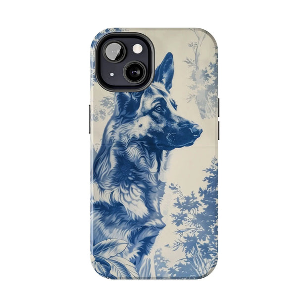 Blue Toile German Shepherd Scenic Tough Phone Case LavenderCeleste