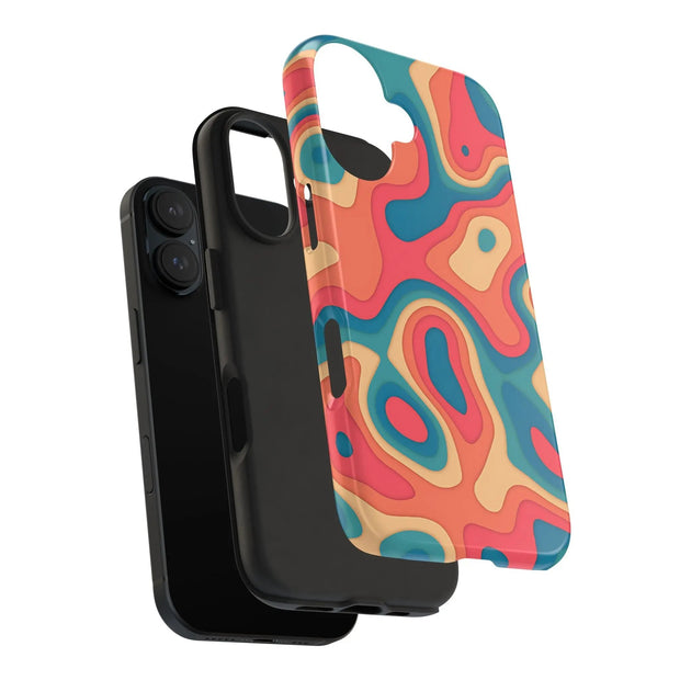 Retro Coral Abstract Mid-Century Tough Phone Case LavenderCeleste
