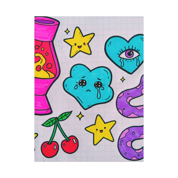 Kawaii Lava Lamp Sad Cloud Snake Matte Canvas Print LavenderCeleste