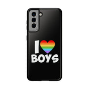 I Love Boys Pride Tough Phone Case – LGBTQ+ Rainbow Heart Design