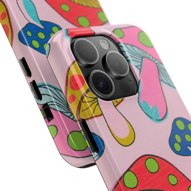 Retro Groovy Mushroom Tough Phone Case LavenderCeleste